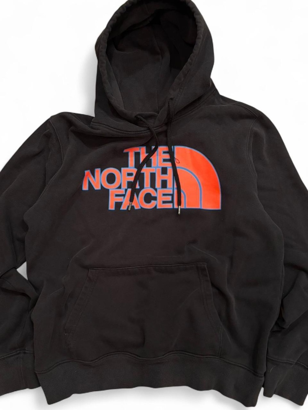 The North Face Men's M Black Solid Fleece Pullover Hoodie Logo Pockets